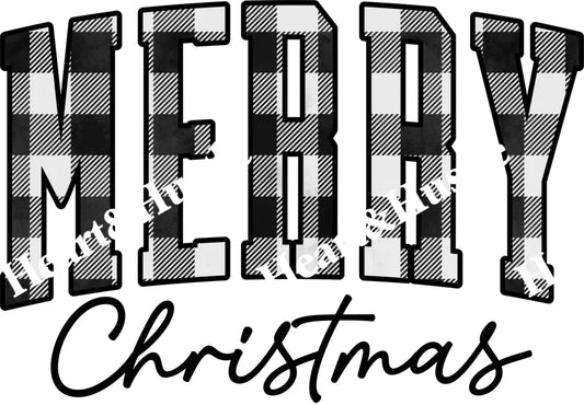 Merry Christmas Plaid B/W