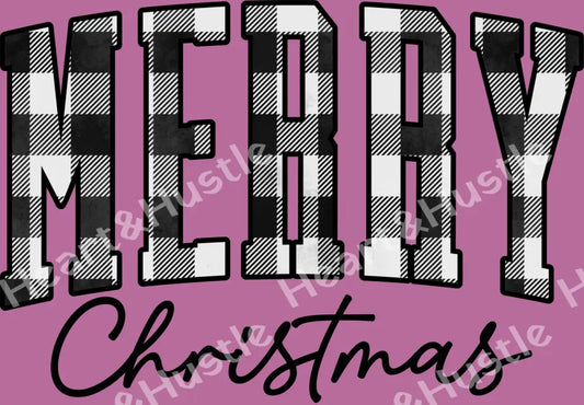 Merry Christmas Plaid B/W
