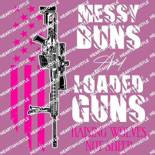 Messy Bun and Loaded Guns Pink/White