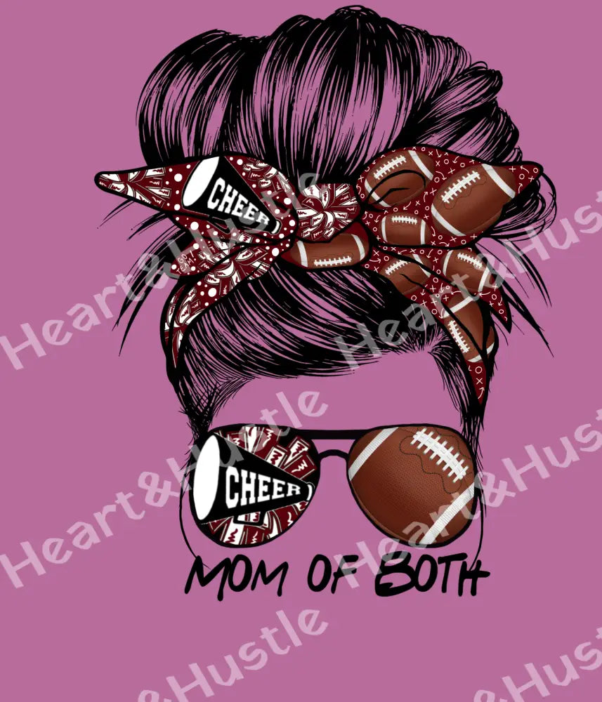 Messy Bun Football Mom of Both