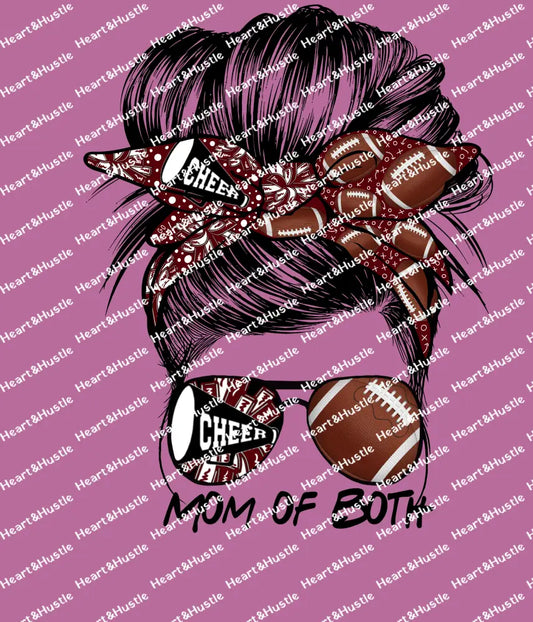Messy Bun Football Mom of Both