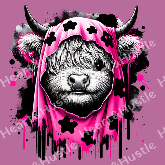 Neon Pink Highland Cow