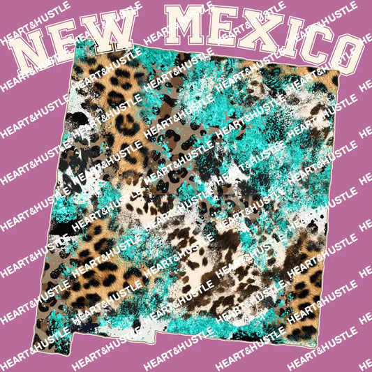 New Mexico State Cowhide Leopard White