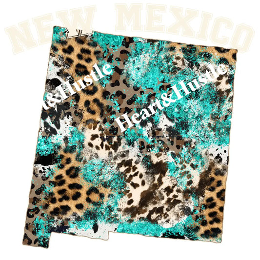 New Mexico State Cowhide Leopard White