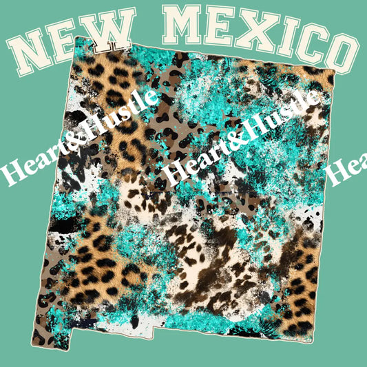 New Mexico State Cowhide Leopard White