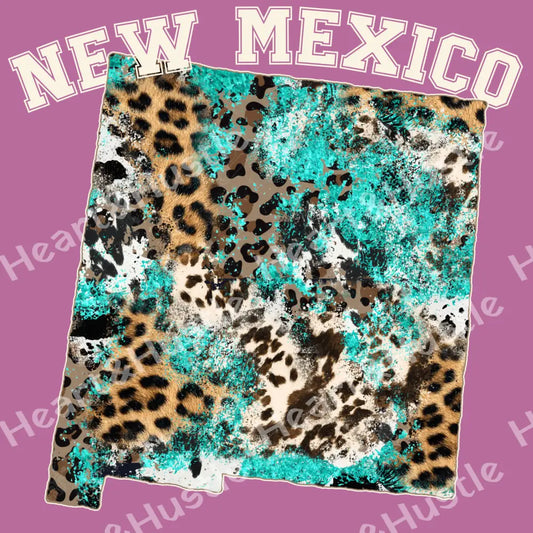 New Mexico State Cowhide Leopard White