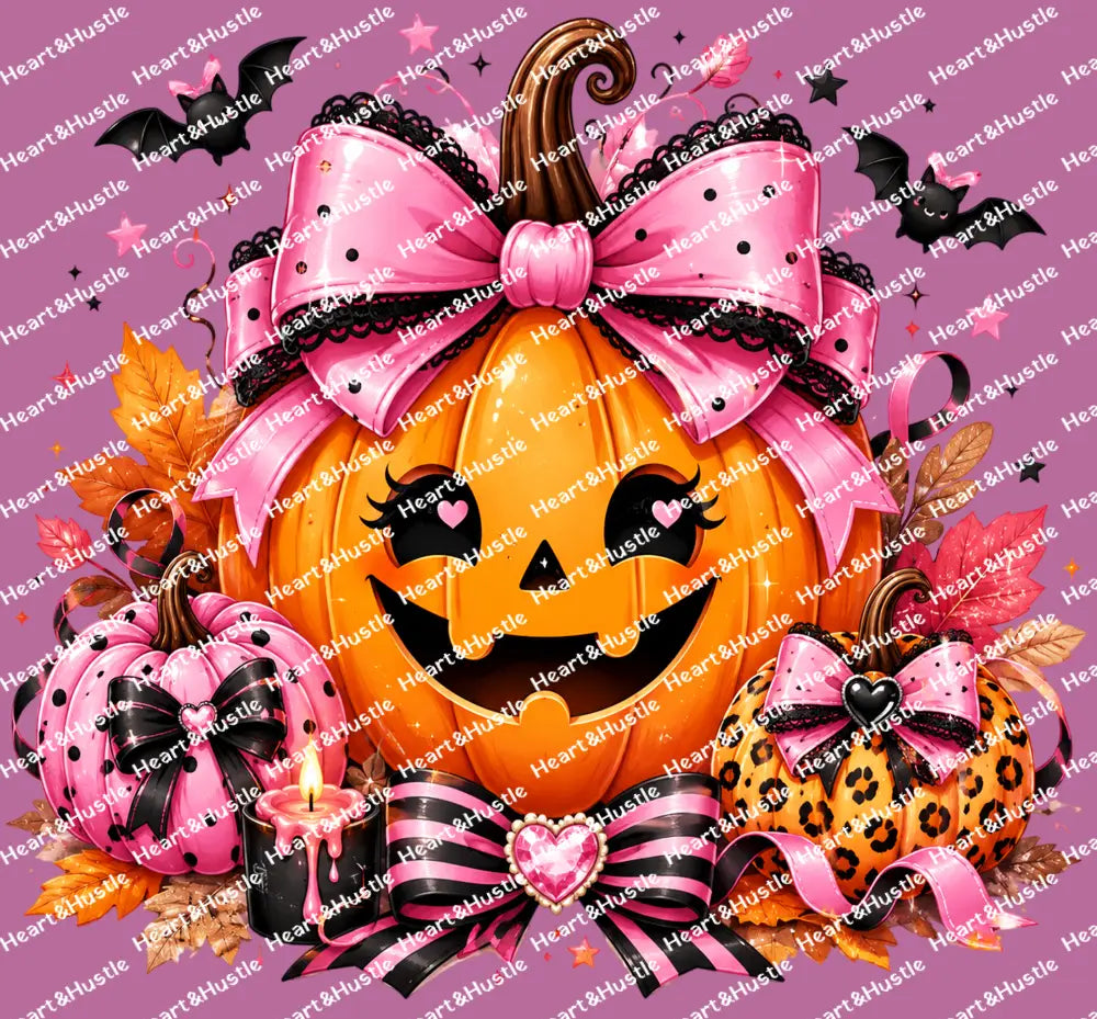 Pink Bow Halloween Pumpkin