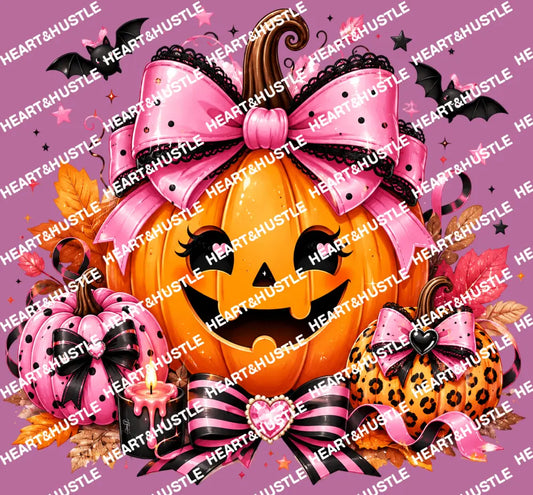 Pink Bow Halloween Pumpkin