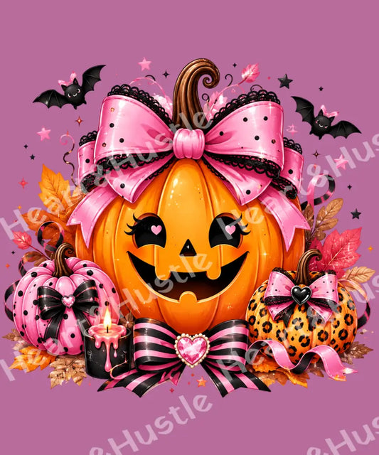 Pink Bow Halloween Pumpkin