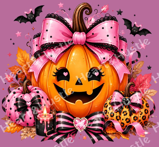 Pink Bow Halloween Pumpkin