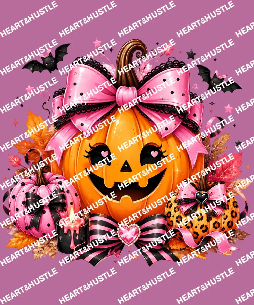 Pink Bow Halloween Pumpkin