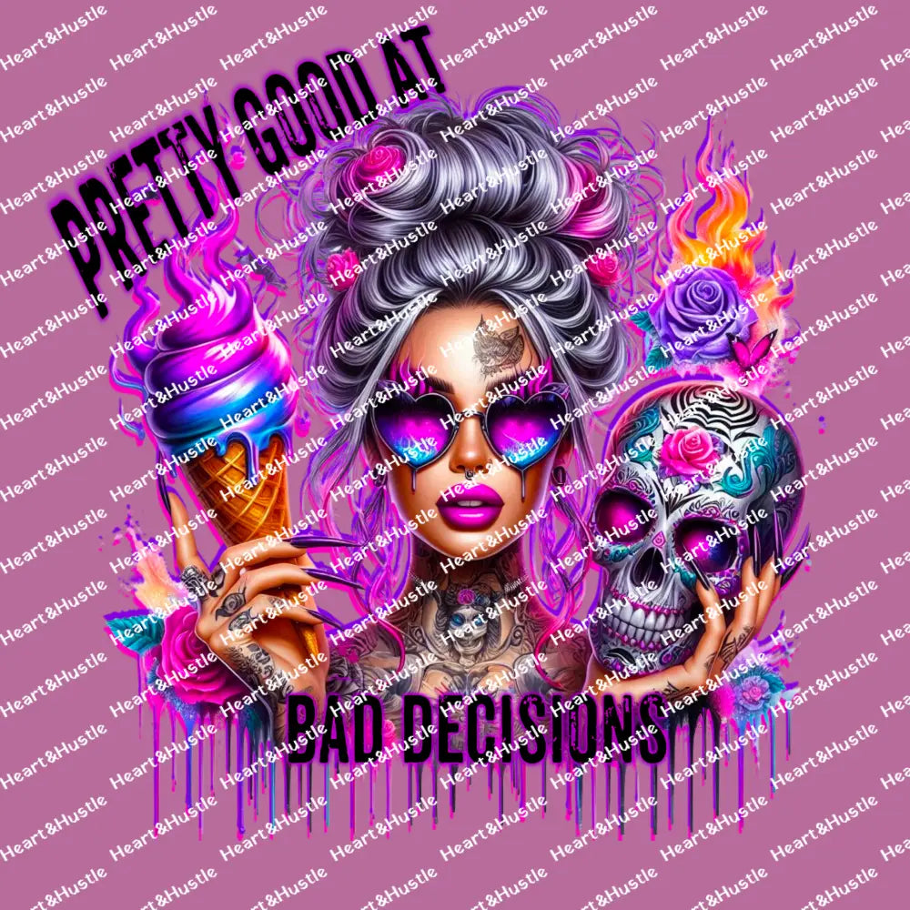 Pretty Good at Bad Decisions Ice Cream Skully