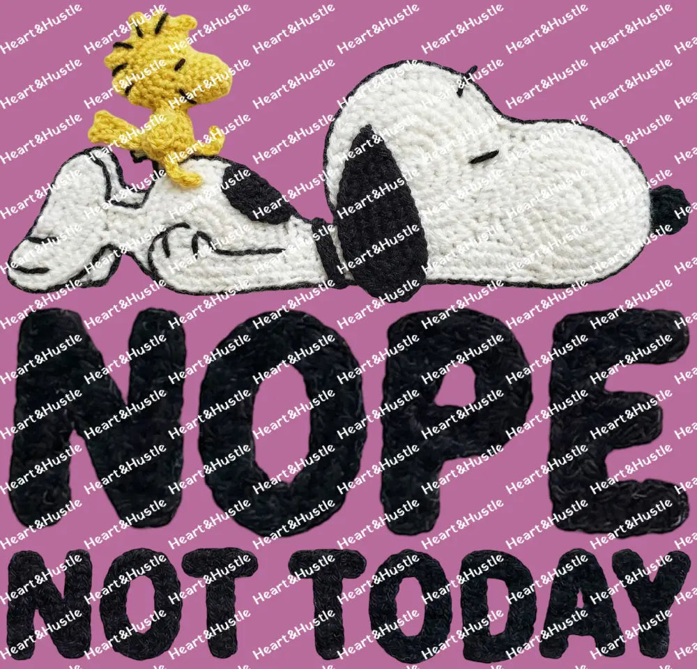 Snoopy Faux Yarn Nope Not Today