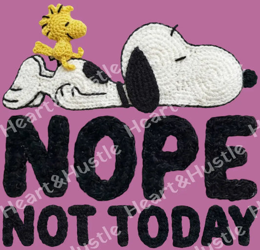 Snoopy Faux Yarn Nope Not Today