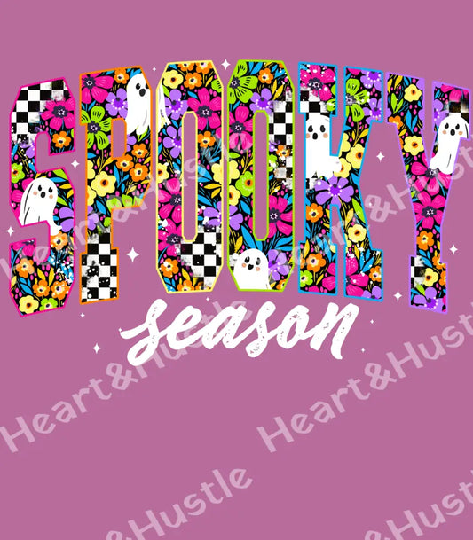 Spooky Season Floral checkered and ghost