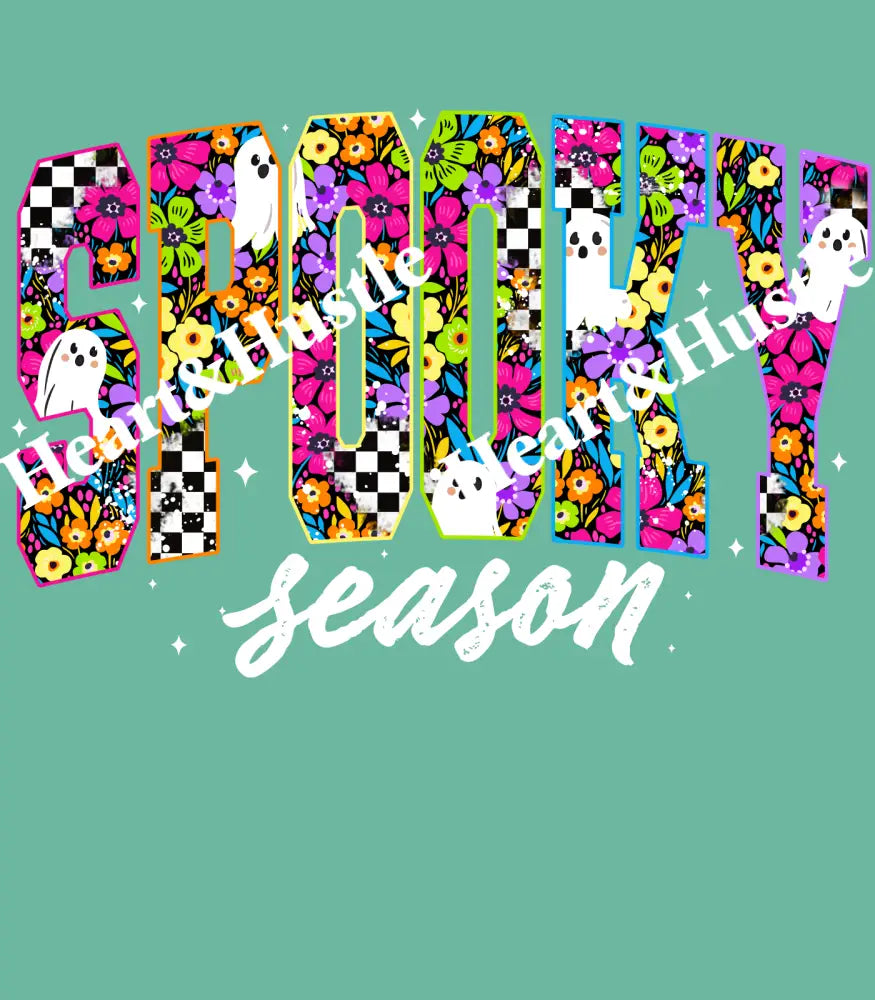 Spooky Season Floral checkered and ghost