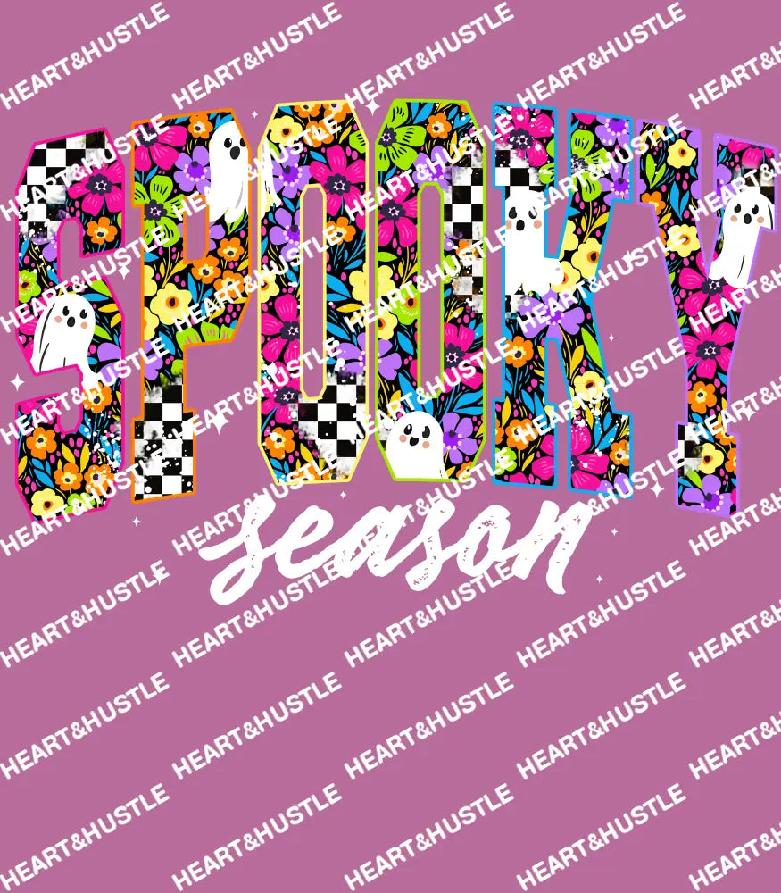 Spooky Season Floral checkered and ghost