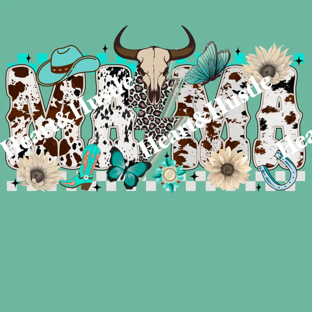 Turquoise Cowhide Mama