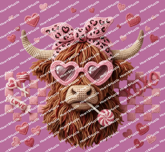 Valentine Faux Highland Cow