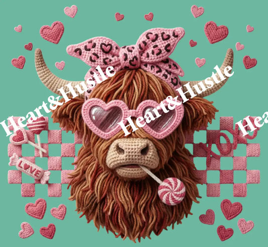 Valentine Faux Highland Cow