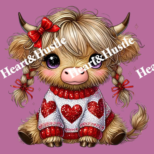 Valentines Day Heart Highland Cow