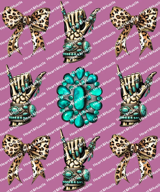 Western Turquoise Leopard Bows