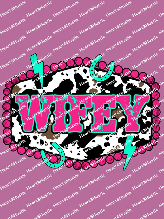 Wifey Cow Pink Turquoise
