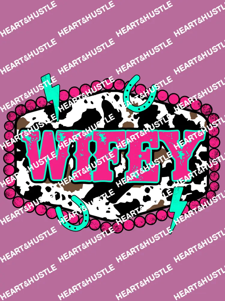 Wifey Cow Pink Turquoise