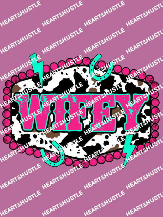 Wifey Cow Pink Turquoise